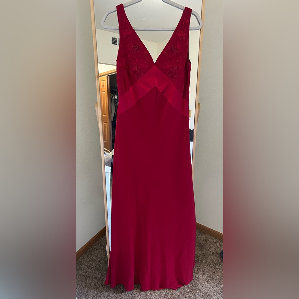 Vintage double v red beaded gown